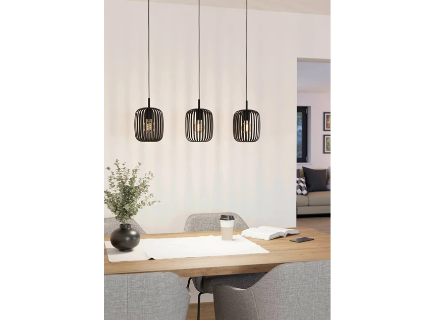 900495 romazzina hanglamp 3 lichtpunten eglo zwart metaal sfeerbeeld