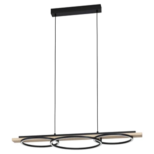 99625 boyal hanglamp hout natuur zwart led 3 lichtpunten eglo