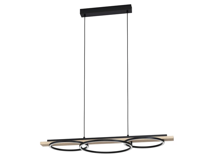 99625 boyal hanglamp hout natuur zwart led 3 lichtpunten eglo