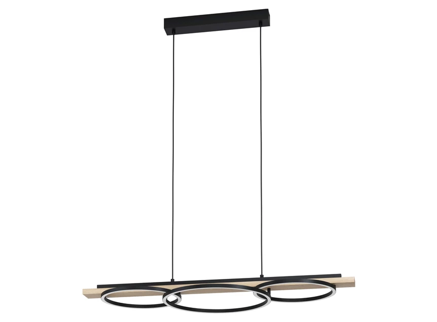 99625 boyal hanglamp hout natuur zwart led 3 lichtpunten eglo