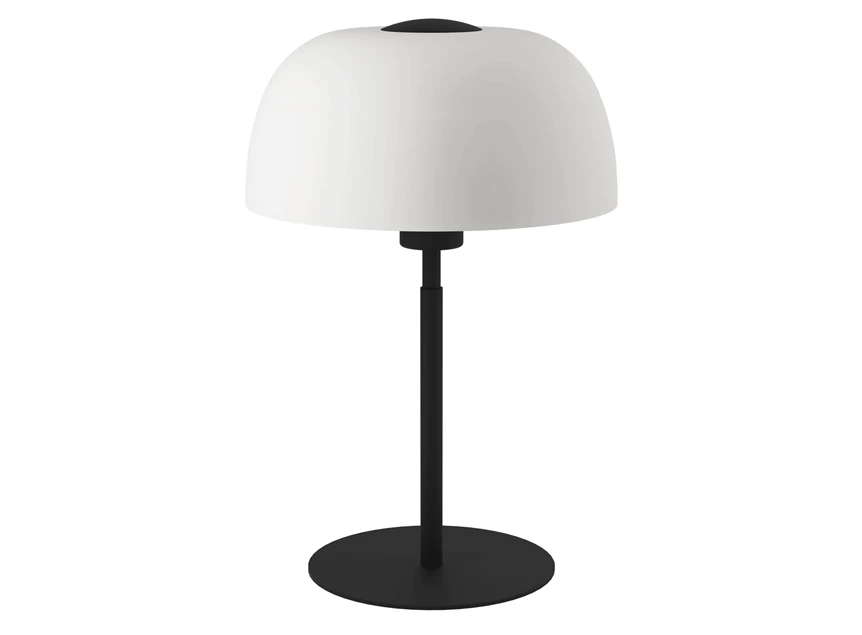 900142 solo 2 tafellamp zwarte metalen voet wit opaal glas mat eglo
