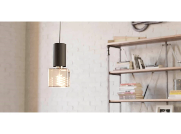 11818 led lamp e27 kubus amber glas eglo lichtbron sfeerbeeld