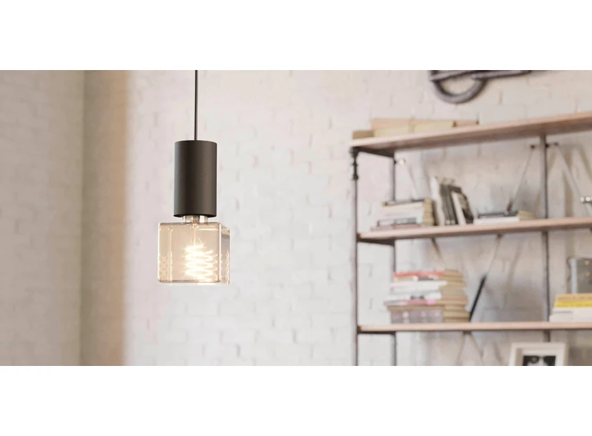 11818 led lamp e27 kubus amber glas eglo lichtbron sfeerbeeld