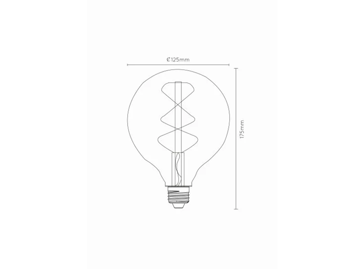 49033-05-62 lucide lichtbron e27 giant led bulb 5w extra warm dimbaar technische tekening