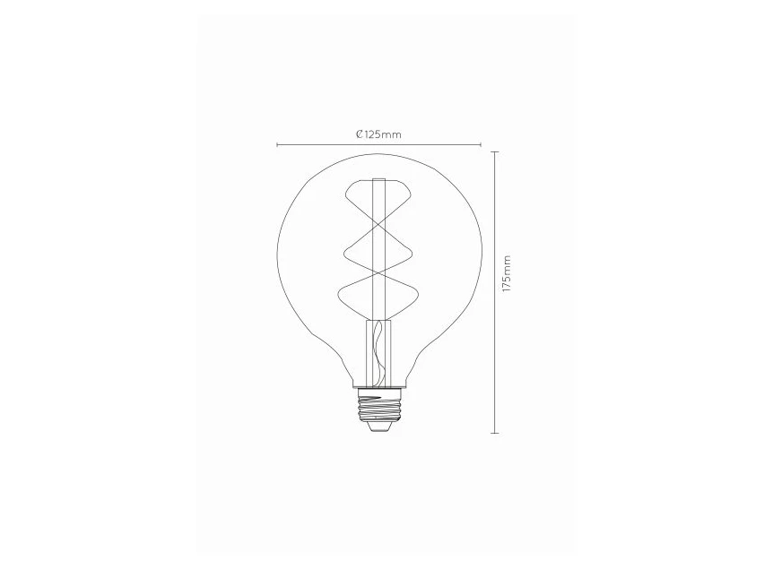 49033-05-62 lucide lichtbron e27 giant led bulb 5w extra warm dimbaar technische tekening