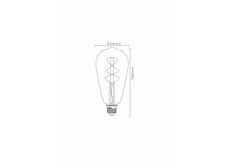 49034-05-62 lucide lichtbron e27 led bulb extra warm dimbaar technische tekening
