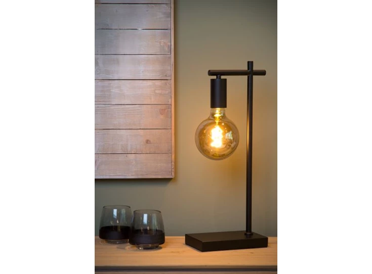 21521-01-30 leanne tafellamp lucide strak modern zwart metaal sfeerbeeld