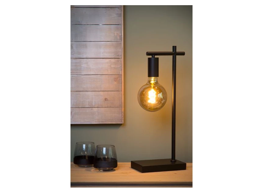 21521-01-30 leanne tafellamp lucide strak modern zwart metaal sfeerbeeld