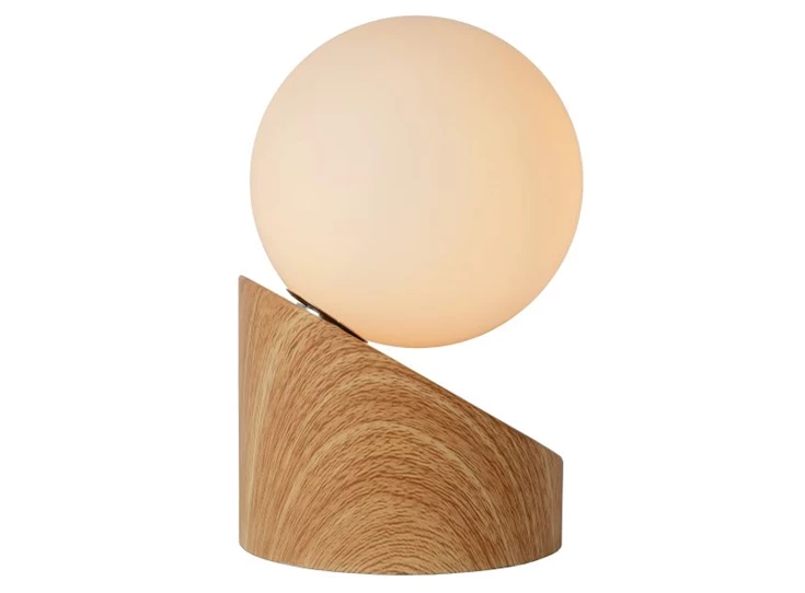 45561-01-72 tafellamp len lucide opaal glas metalen voet G9 brandend zijkant