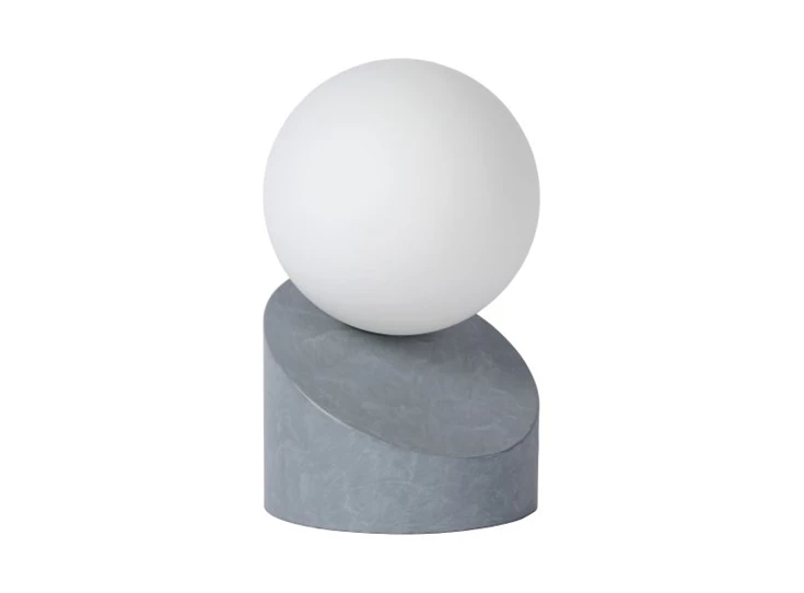 45561-01-36 tafellamp len lucide opaal glas metalen voet grijs G9