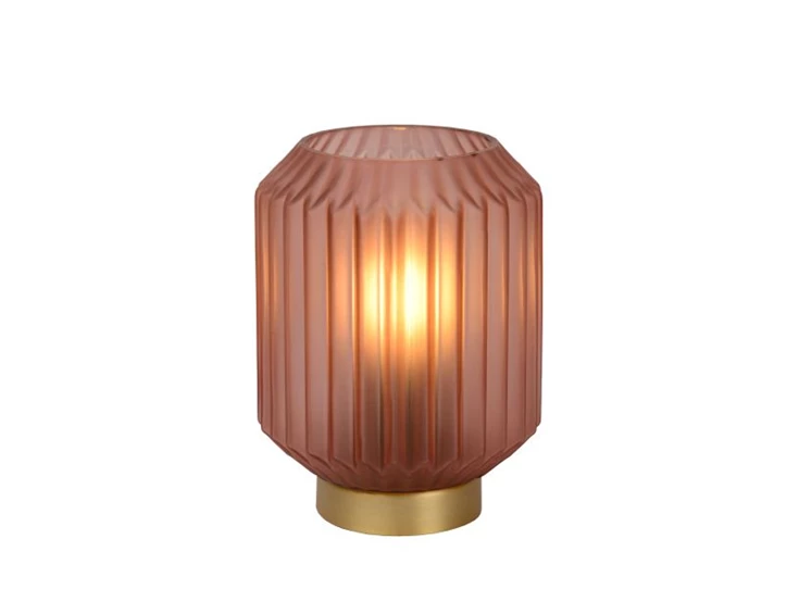45595-01-66 sueno tafellamp roze E14 lucide mat glas messing voet brandend
