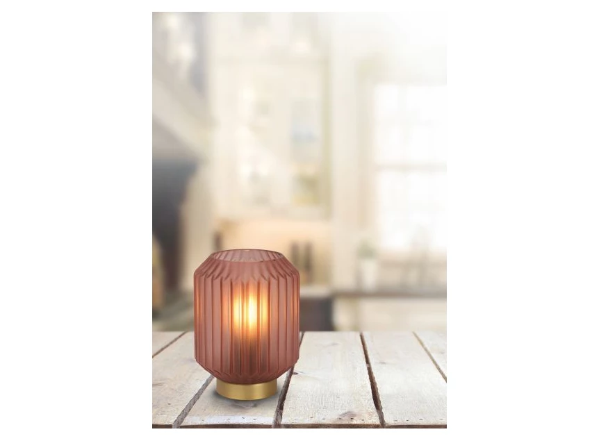 45595-01-66 sueno tafellamp roze E14 lucide mat glas messing voet sfeerbeeld