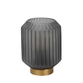 45595-01-51 sueno tafellamp mat grijs lucide geribbeld glas e14 messing