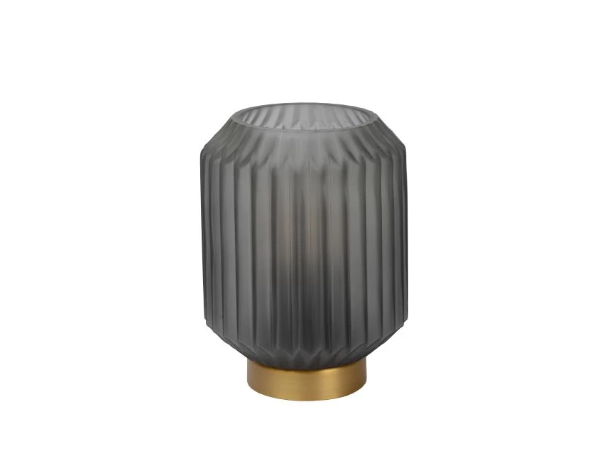 45595-01-51 sueno tafellamp mat grijs lucide geribbeld glas e14 messing