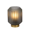 45595-01-51 sueno tafellamp mat grijs lucide geribbeld glas e14 messing brandend