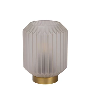 45595-01-31 sueno tafellamp wit geribbeld glas messing voet lucide e14