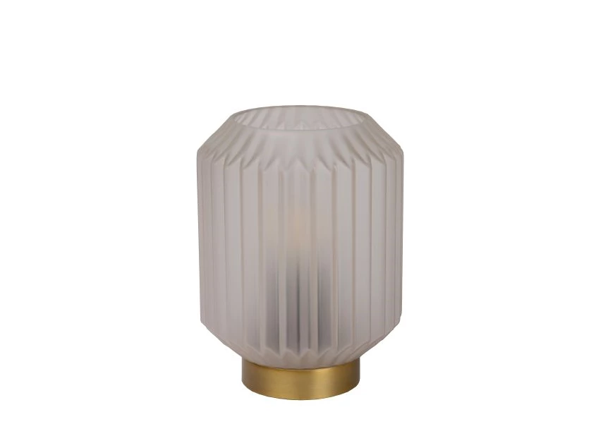 45595-01-31 sueno tafellamp wit geribbeld glas messing voet lucide e14