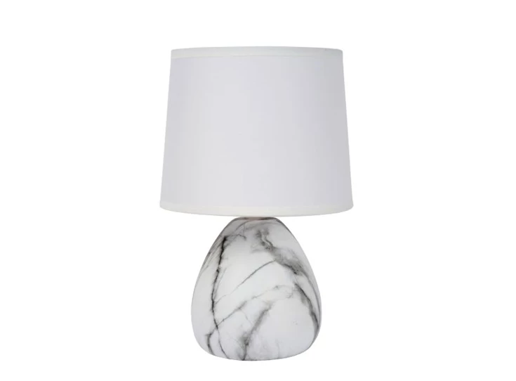 47508-81-31 marmo tafellamp lucide wit keramiek linnen kap marmerlook e14
