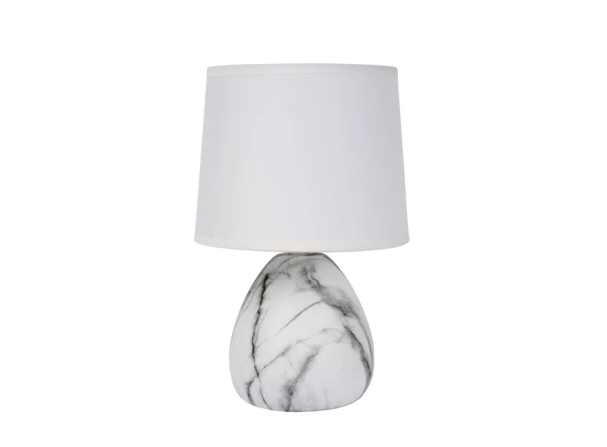 47508-81-31 marmo tafellamp lucide wit keramiek linnen kap marmerlook e14
