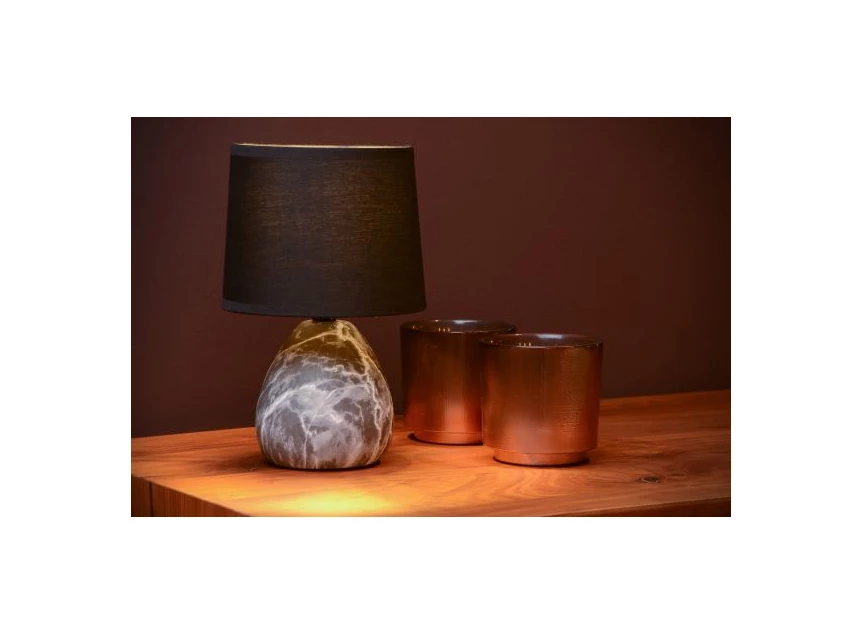 47508-81-30 marmo tafellamp lucide zwart keramiek linnen kap marmerlook e14 sfeerbeeld