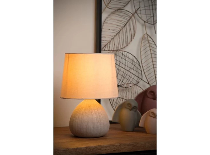 47506-81-38 ramzi tafellamp beige lucide e14 keramiek sfeerbeeld