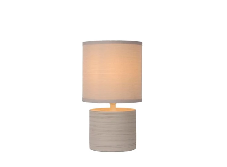 47502-81-38 greasby lucide tafellamp beige keramiek katoenen kap brandend