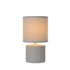 47502-81-36 greasby lucide tafellamp grijs keramiek katoenen kap brandend