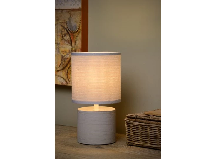 47502-81-36 greasby lucide tafellamp grijs keramiek katoenen kap sfeerbeeld