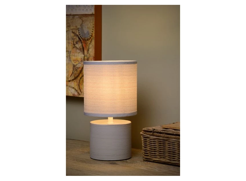 47502-81-36 greasby lucide tafellamp grijs keramiek katoenen kap sfeerbeeld