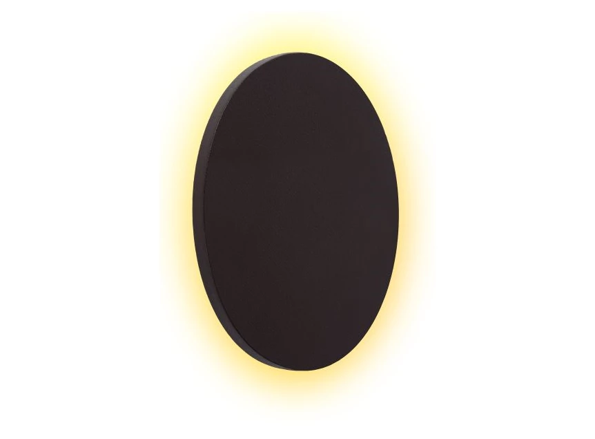 77285-10-43 wandlamp glimpse bruine schijf 22cm lucide led leder brandend