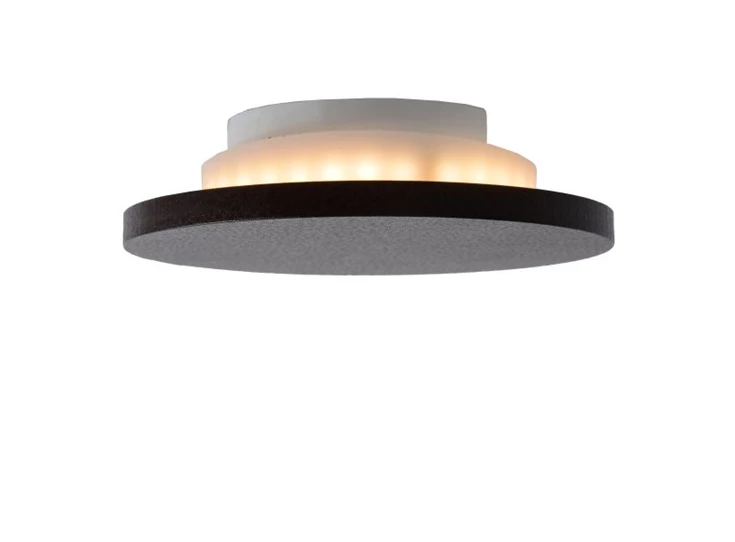 77285-10-43 wandlamp glimpse bruine schijf 22cm lucide led leder detail bevestiging