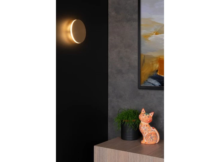 46201-06-02 eklyps wandlamp Ø15 cm lucide goud messing LED sfeerbeeld
