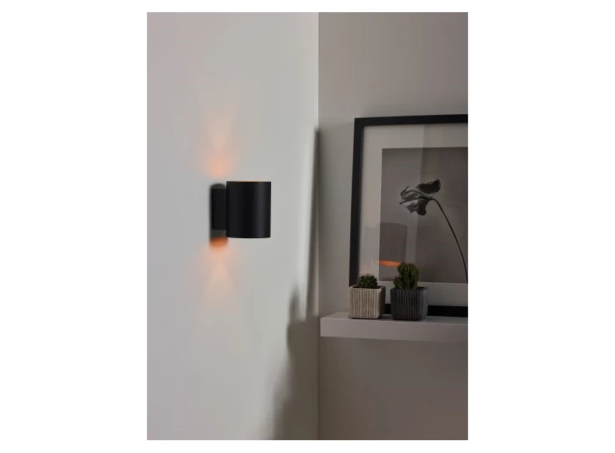 23252-01-30 xera wandlamp zwart rond G9 modern aluminium lucide sfeerbeeld