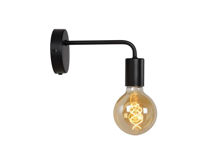 45265-01-30 scott wandlamp zwart metaal gelakt lucide e27 eenvoudig brandend zijkant