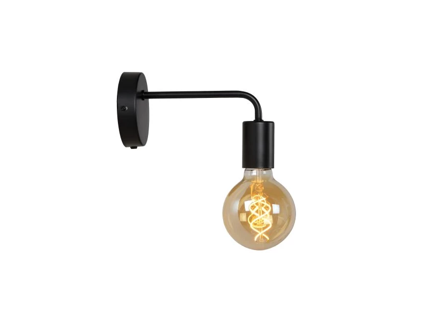 45265-01-30 scott wandlamp zwart metaal gelakt lucide e27 eenvoudig brandend zijkant
