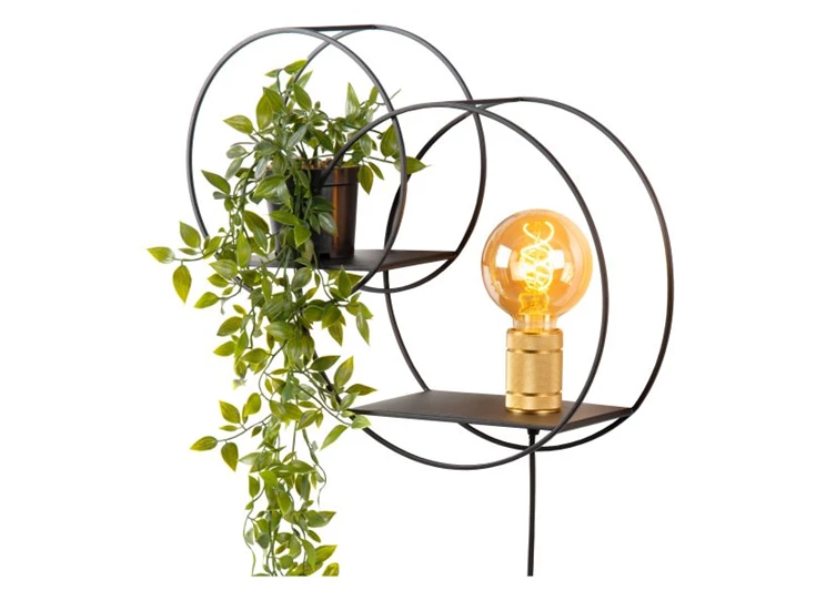 21225-01-30 circle wandlamp schakelaar e27 decoratief rekje lucide met plant