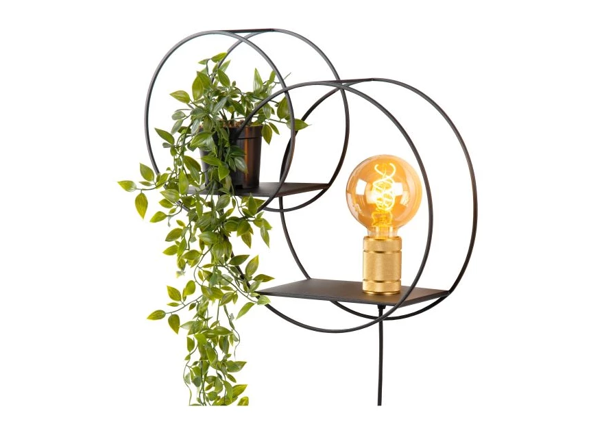21225-01-30 circle wandlamp schakelaar e27 decoratief rekje lucide met plant