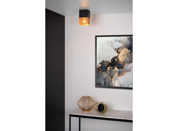 21123-01-02 renate messing e27 kubussen 1L lucide zwart goud plafondlamp metaal sfeerbeeld