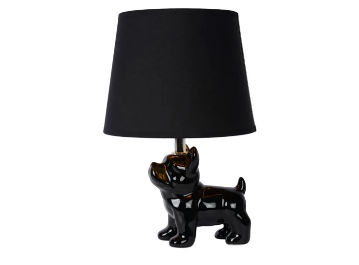 13533-81-30 sir winston tafellamp zwart linnen kap porselein lucide E14 LED bulldog