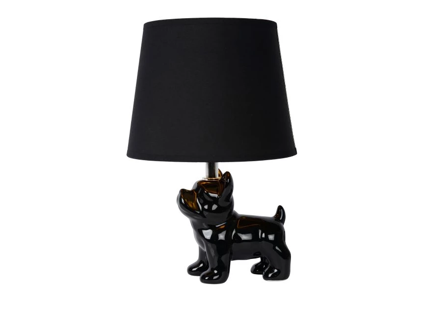 13533-81-30 sir winston tafellamp zwart linnen kap porselein lucide E14 LED bulldog