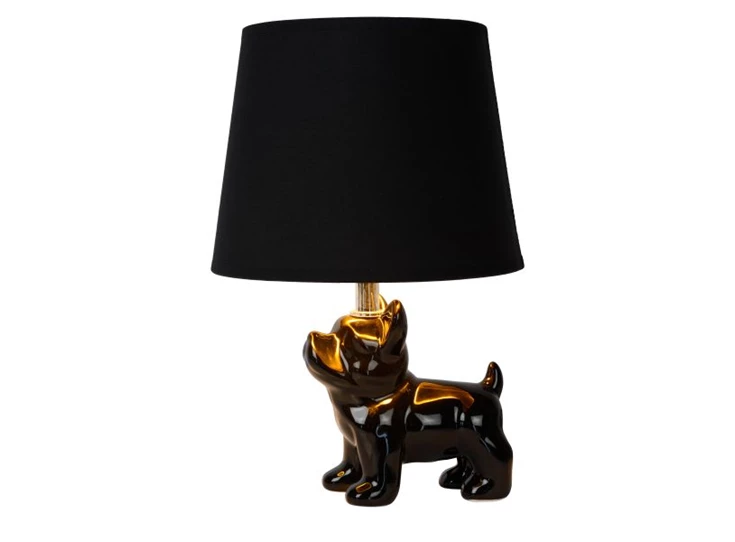 13533-81-30 sir winston tafellamp zwart porselein lucide E14 LED bulldog brandend