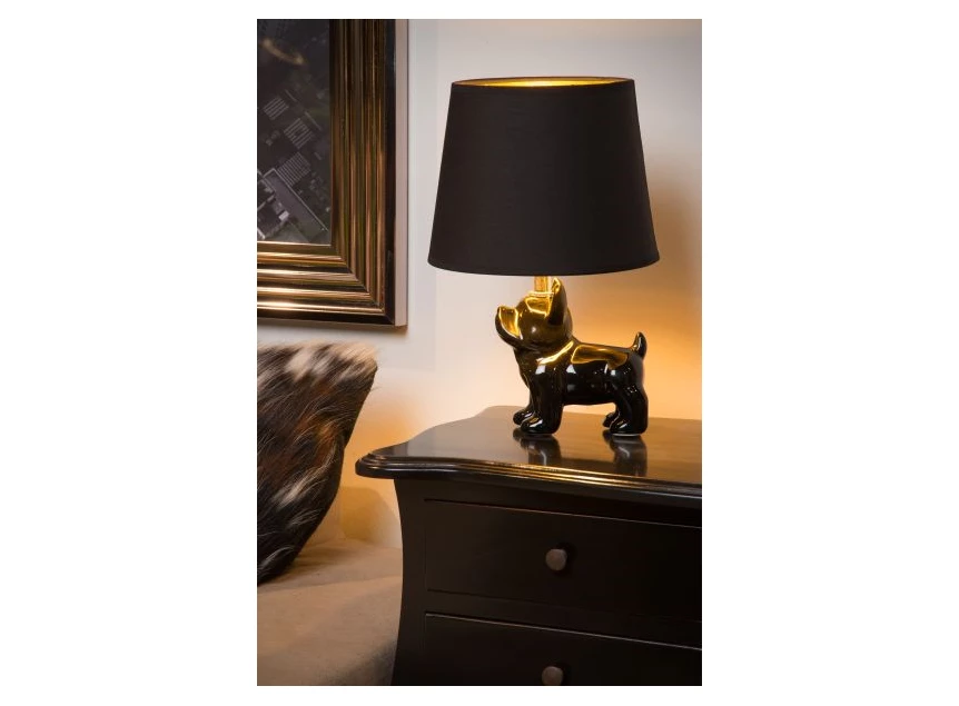 13533-81-30 sir winston tafellamp zwart porselein lucide E14 LED bulldog sfeerbeeld