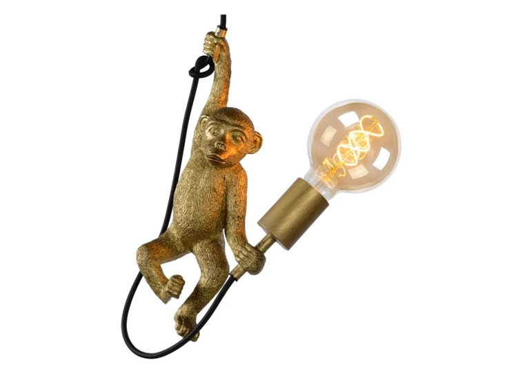 10402-01-30 chimp hanglamp lucide goud e27 Ø 17,6cm brandend detail