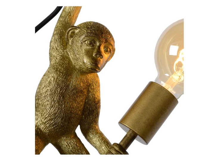 10202-01-30 chimp wandlamp goud E27 lucide dimbaar detail brandend aap