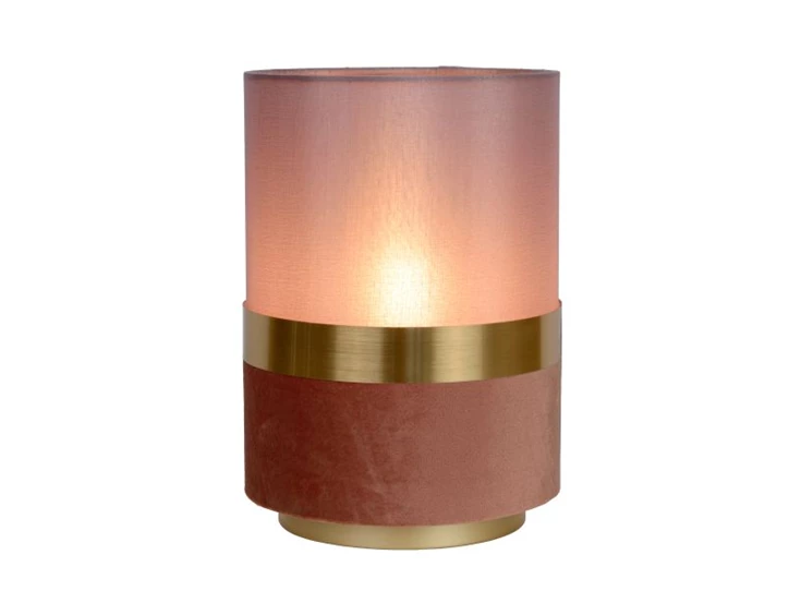10508-01-66 tusse tafellamp roze linnen e14 lucide retro brandend