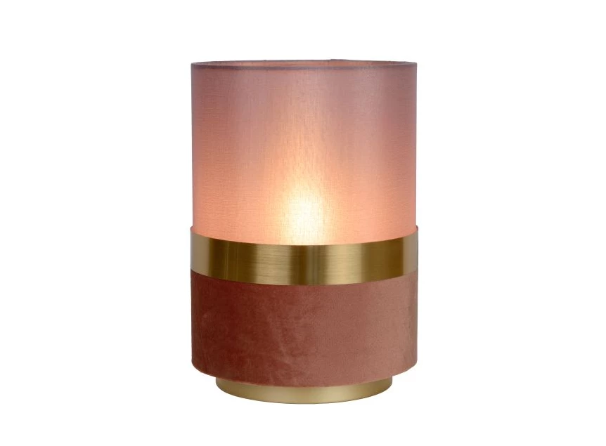 10508-01-66 tusse tafellamp roze linnen e14 lucide retro brandend