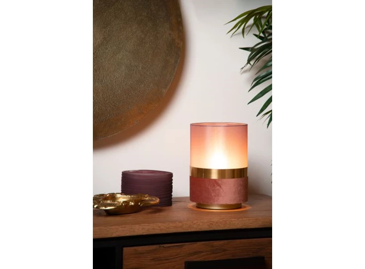10508-01-66 tusse tafellamp roze linnen e14 lucide retro sfeerbeeld