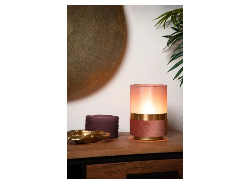 10508-01-66 tusse tafellamp roze linnen e14 lucide retro sfeerbeeld