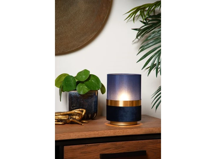 10508-01-35 tusse tafellamp blauw linnen e14 lucide retro sfeerbeeld