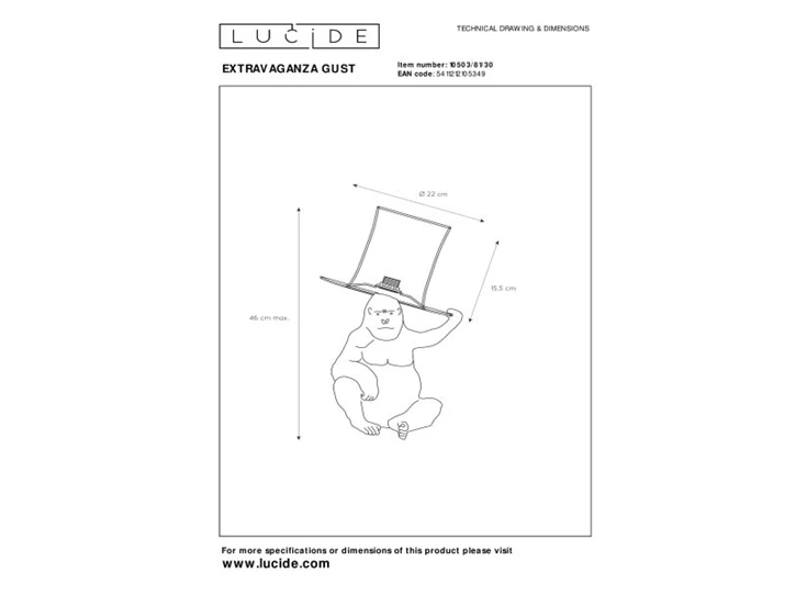 10503-81-30 gust tafellamp lucide E14 goud zwarte kap technisch